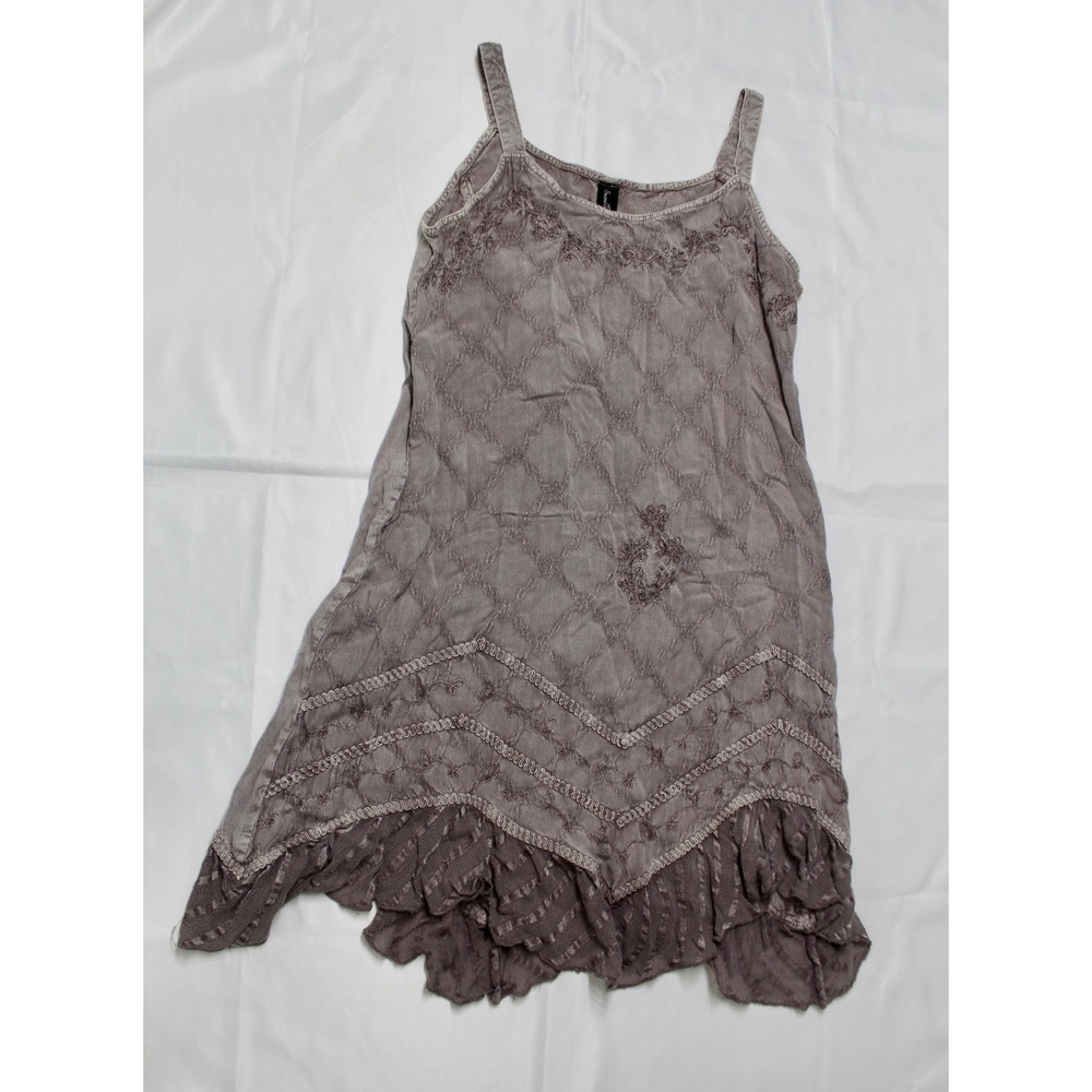 Sacred Threads Womens Embroidered Boho Tunic Dress Rayon Fairy Medium